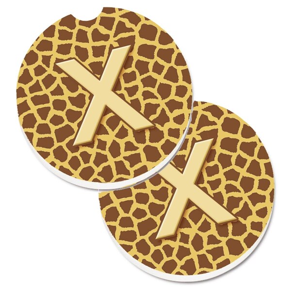 Carolines Treasures Monogram Initial x Giraffe Cup Holder Car Coaster, PK2 CJ1025-XCARC - main